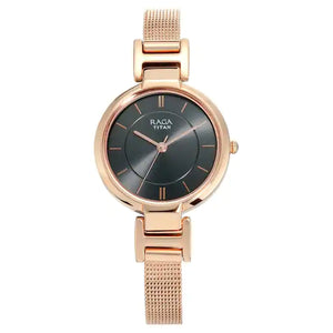 TITAN Raga Viva Anthracite Dial Metal Strap Watch - 2608WM02 - KRISHNA WATCH COMPANY