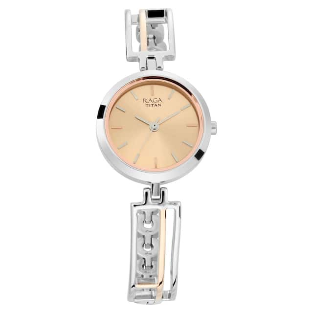 Titan Raga Viva Rose Gold Dial Metal Strap Watch 2622KM01