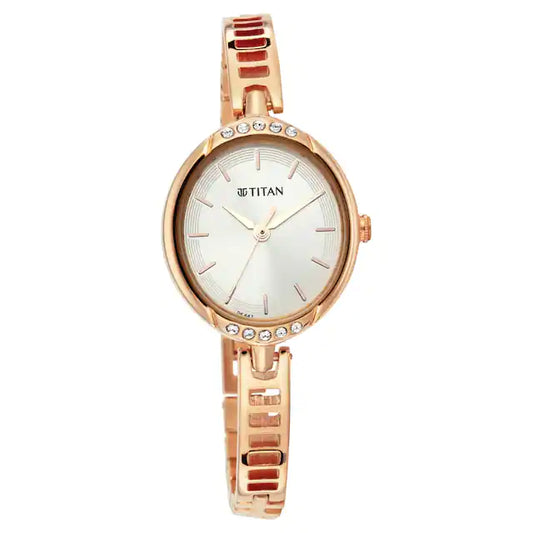 Titan Quartz Analog Silver Dial Metal Strap Watch for Women 2637wm01