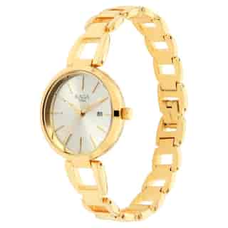 Titan Raga Viva Golden Dial Metal Strap Watch - 2642YM01