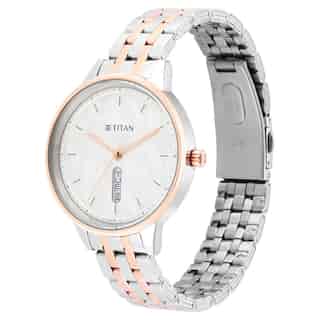 Titan Workwear Silver Dial Two Toned Stainless Steel Strap Watch 2648KM01