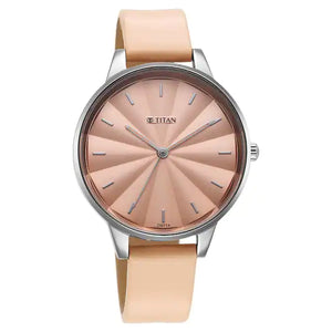 TITAN Neo Pink Dial Leather Strap Watch for Women 2648SL07 - KRISHNA WATCH COMPANY