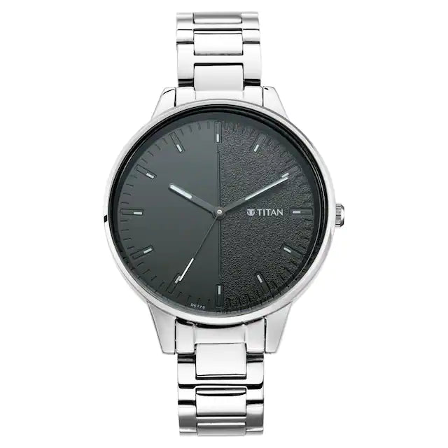 TITAN Workwear Watch with Black Dial Metal Strap 2648SM02