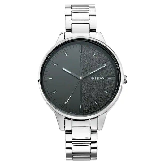 TITAN Workwear Watch with Black Dial Metal Strap 2648SM02