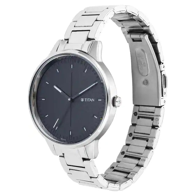 TITAN Workwear Watch with Black Dial Metal Strap 2648SM02