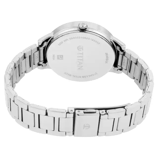 TITAN Workwear Watch with Black Dial Metal Strap 2648SM02