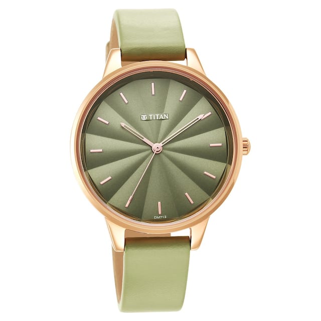 Titan Neo Green Dial Leather Strap Watch for Women 2648WL06