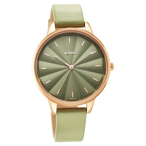 Titan Neo Green Dial Leather Strap Watch for Women 2648WL06 - KRISHNA WATCH COMPANY