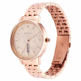 Titan Workwear Rose Gold Dial Red Stainless Steel Strap Watch 2648WM01 - KRISHNA WATCH COMPANY