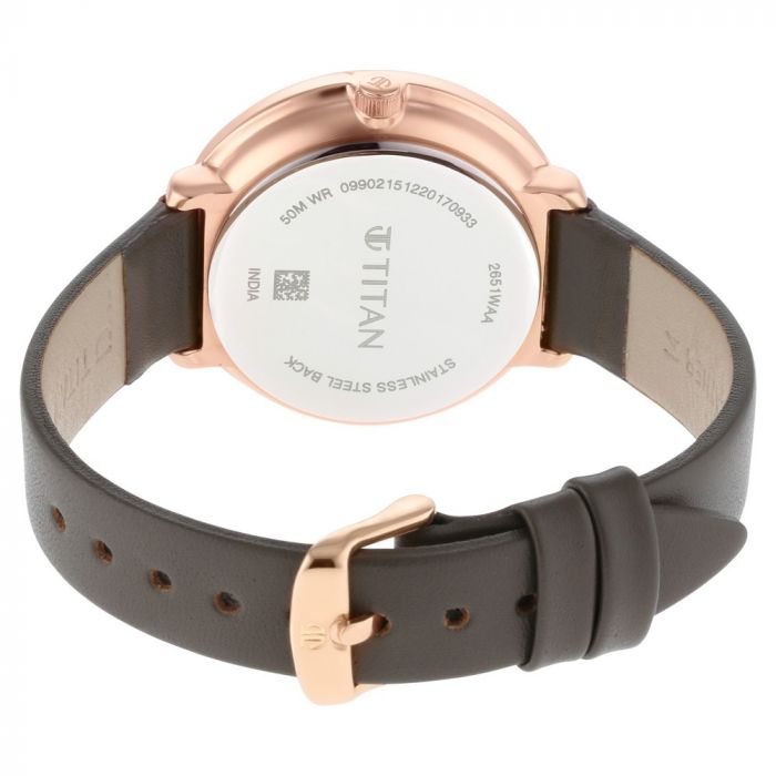 TITAN Workwear Watch with Black Dial & Leather Strap 2651WL01(Dk960)