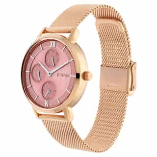 Titan Workwear Watch with Rose Gold Dial Metal Strap - 2652WM01