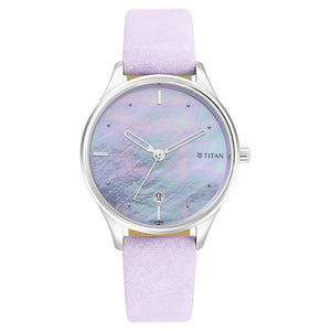Titan Pastel Dreams Mother Of Pearl Dial Pale Purple Leather Strap Watch 2670SL02 - KRISHNA WATCH COMPANY