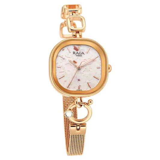 TITAN Raga Delight Pink Dial Metals Strap Watch 2693WM01
