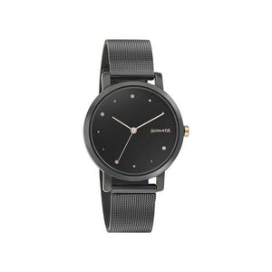 Sonata Onyx Black Dial Stainless Steel Watch NR8164KM01 - KRISHNA WATCH COMPANY