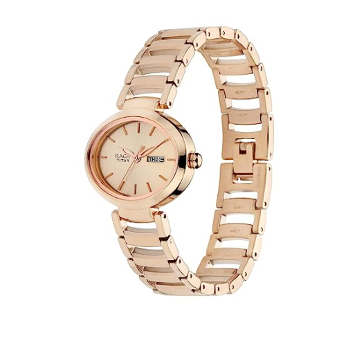 TITAN Raga Viva Rose Gold Dial Metal Strap Watch 2620WM01