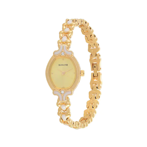 Champagne Dial Golden Metal Strap Watch NR8068YM02