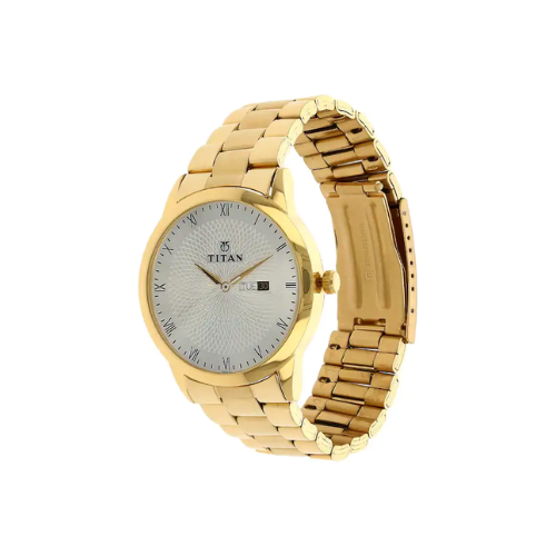 TITAN Silver Dial Golden Stainless Steel Strap Watch - 1584YM02 - KRISHNA WATCH COMPANY