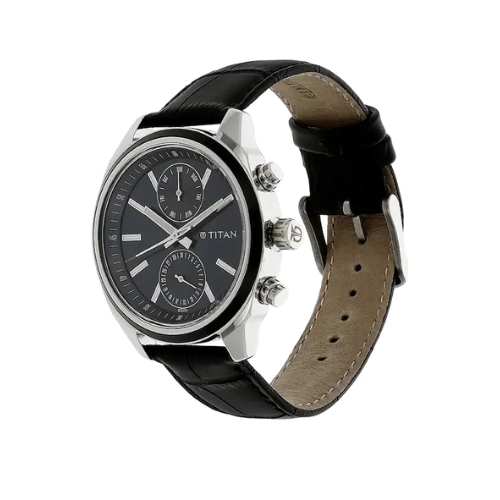 Titan Workwear Watch with Blue Dial & Leather Strap 1733KL01