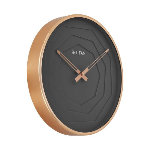 Titan Rose Gold Metallic Clock with Multi-layered Grey Dial 30 x 30 cm (Medium Size) W0078MA01