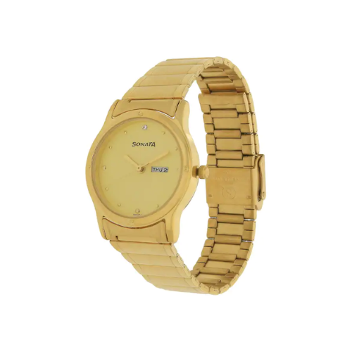 Champagne Dial Golden Stainless Steel Strap Watch NP7023YM09