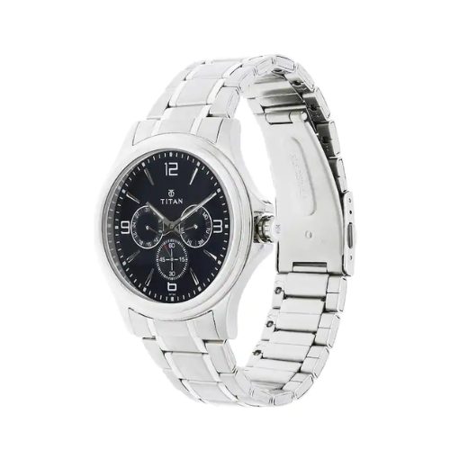 Titan Blue Dial Silver Stainless Steel Strap Watch 1698SM02