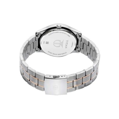 TITAN Retrograde Black Dial Stainless Steel Strap Watch 1768KM01