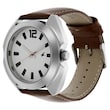 WHITE DIAL BROWN LEATHER STRAP WATCH NP3117SL01