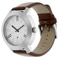 WHITE DIAL BROWN LEATHER STRAP WATCH NP3120SL01