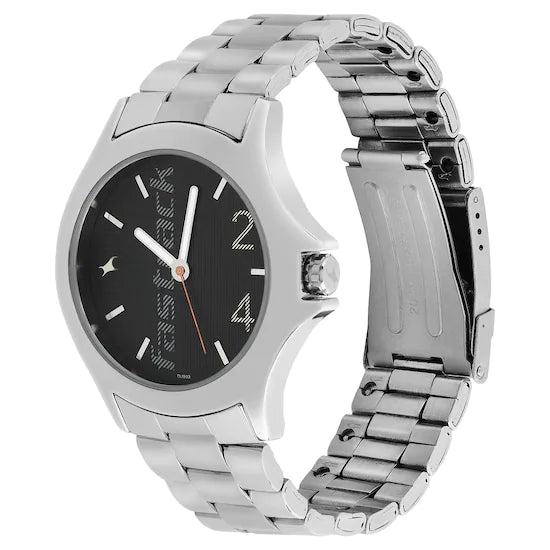 Fastrack Men BLACK DIAL STAINLESS STEEL STRAP WATCH - 3220SM02