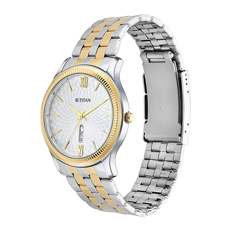 TITAN Silver White Dial Metal Strap Watch NT1824BM02 - KRISHNA WATCH COMPANY