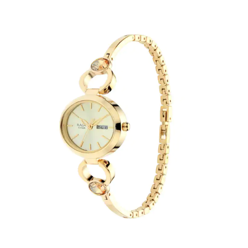Titan Raga Viva Champagne Dial Metal Strap Watch 2621YM01