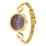 Sonata Utsav Purple Dial Yellow Bi Metal Strap Watch NR8184YM03