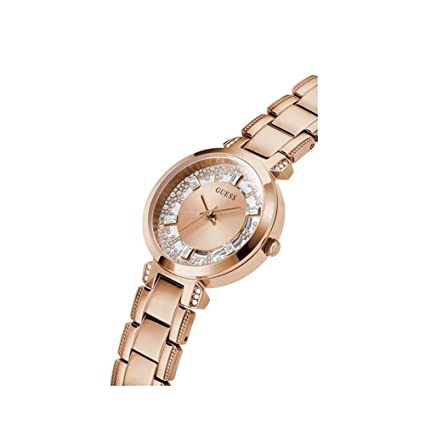 GUESS Crystal Clear Collection Analog Rose Gold Dial Women's Watch-GW0470L3