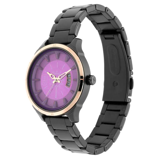 ALL NIGHTERS PURPLE DIAL STAINLESS STEEL STRAP WATCH 6187KM03