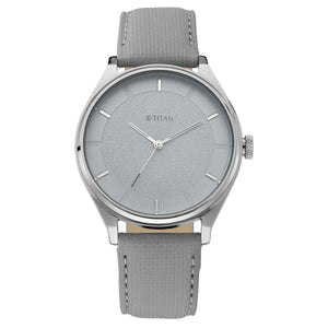 TITAN Workwear Watch with Grey Dial & Leather Strap 1802SL12(DK715) - KRISHNA WATCH COMPANY