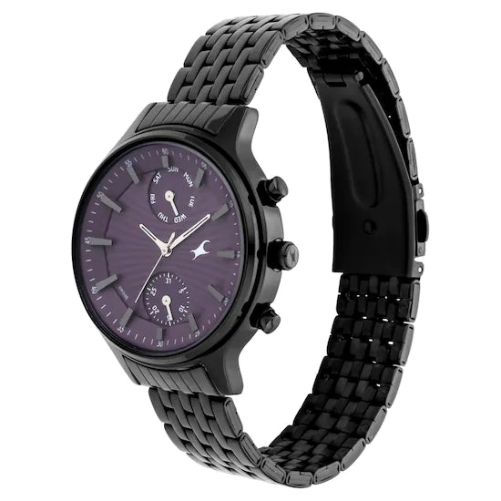 FASTRACK RUFFLES PURPLE DIAL STAINLESS STEEL STRAP WATCH