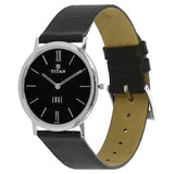 Titan Edge Black Dial Black Leather Strap Watch NN679SL02
