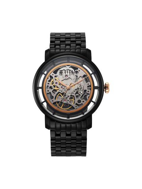 Titan Mechanical Slimline Black Dial Watch 90158KM01