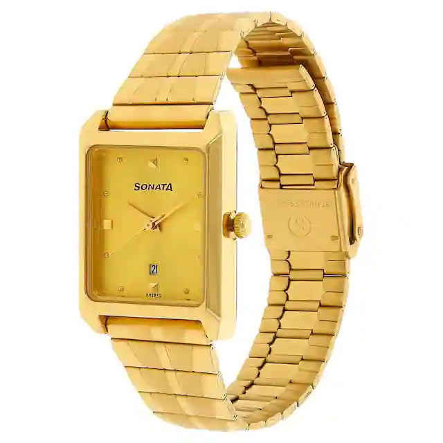 Champagne Dial Golden Stainless Steel Strap Watch NR7007YM02