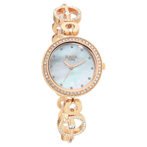 TITAN Raga Mother of Pearl Dial Studded Watch 2539WM03 - KRISHNA WATCH COMPANY