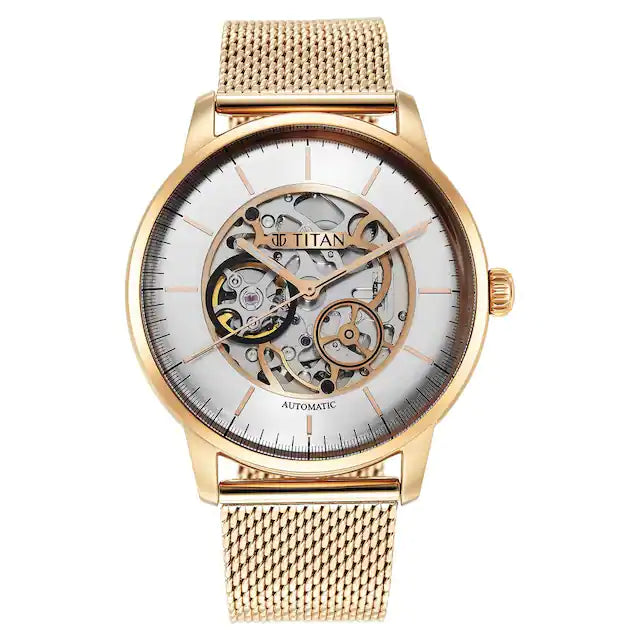 TITAN Mechanical Silver Dial Analog Watch for Men 90110WM01