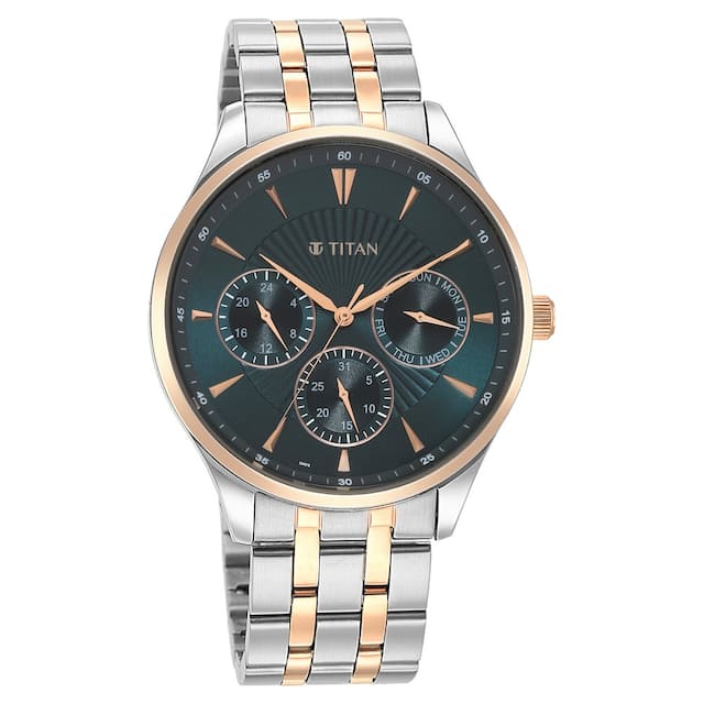 Titan Opulent III Blue Dial Multifunction Watch  90127KM02