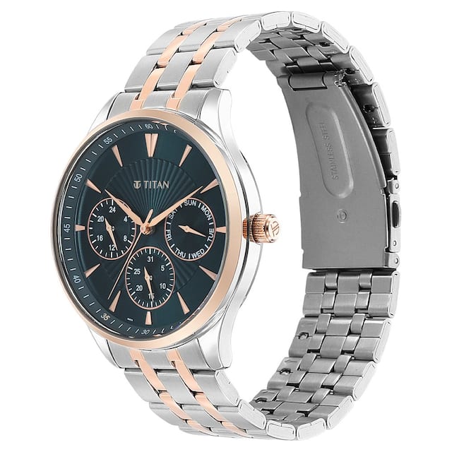 Titan Opulent III Blue Dial Multifunction Watch  90127KM02