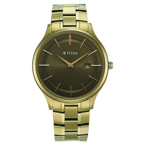 Titan Classique Slimline Green Dial Watch - 90142QM03 - KRISHNA WATCH COMPANY