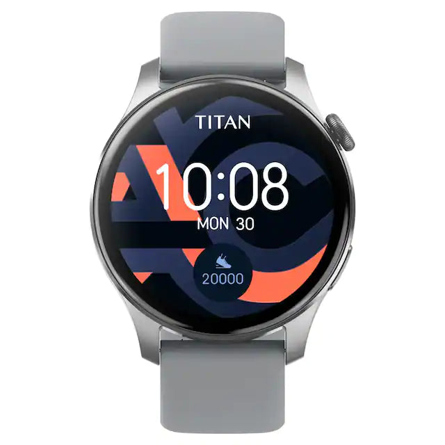 Titan Talk- Touch Screen Watch with Grey Strap, BT Calling, AI- Voice Assistant, and Amoled Display 90156AP03 - KRISHNA WATCH COMPANY