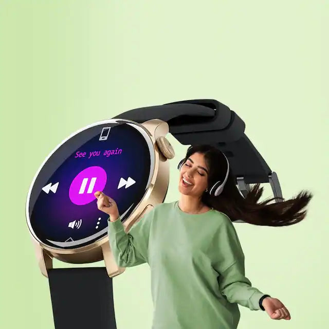 Titan Talk- Touch Screen Watch with Grey Strap, BT Calling, AI- Voice Assistant, and Amoled Display 90156AP03 - KRISHNA WATCH COMPANY