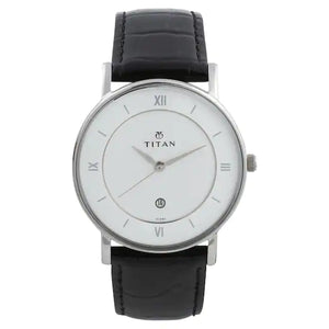TITAN White Dial Black Leather Strap Watch NR9162SL04 - KRISHNA WATCH COMPANY