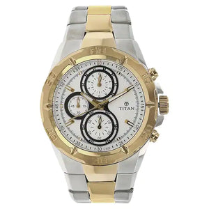 Titan White Dial Multic oloured Metal Strap Watch - 9308BM01 - KRISHNA WATCH COMPANY