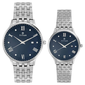 Titan Bandhan Blue Dial Stainless Steel Strap Watches NP9400194201SM01 - KRISHNA WATCH COMPANY