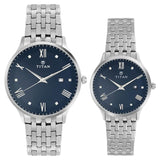 Titan Bandhan Blue Dial Stainless Steel Strap Watches NP9400194201SM01